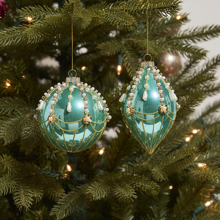 4.5" Blue and Pearl Fairground Ornament - Assorted & Sold Separately