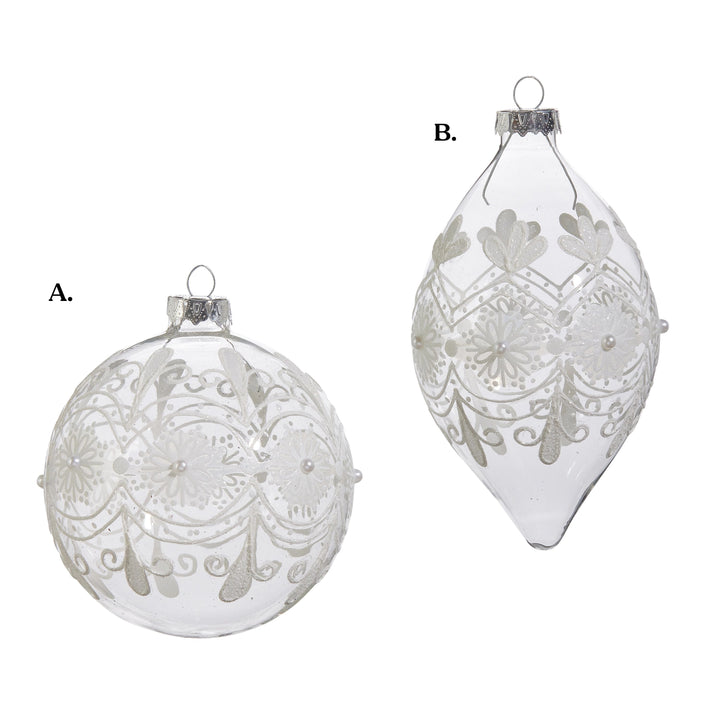 4" Clear Frosted Ornament - Assorted & Sold Separately