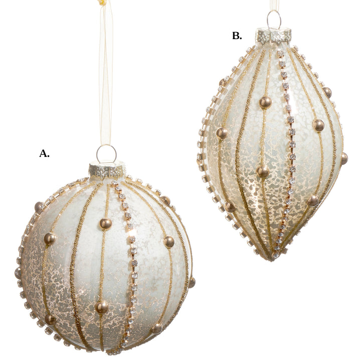 4" Beaded Gold Ornament - Assorted & Sold Separately