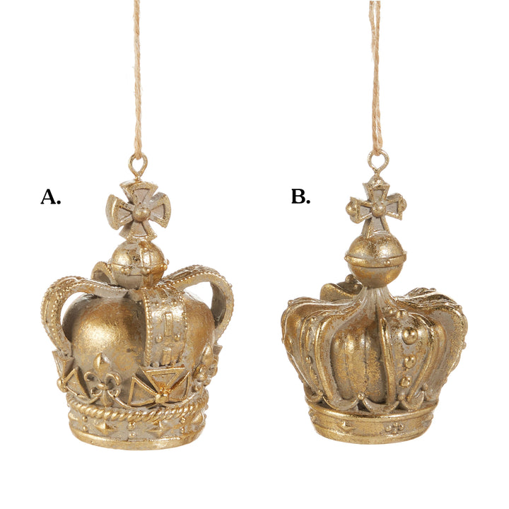 3" Gold Crown Ornament - Assorted & Sold Separately