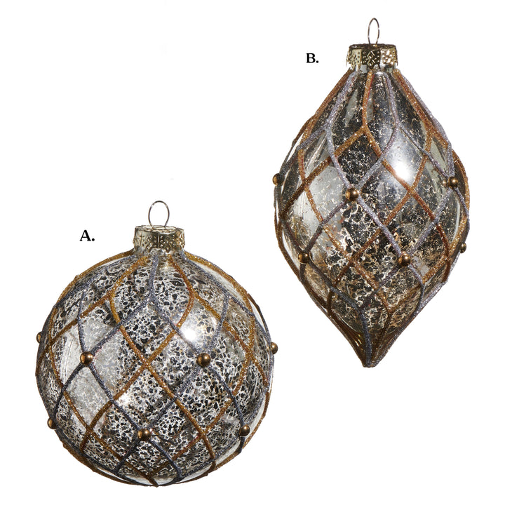 4" Silver Gold Ornament - Assorted & Sold Separately