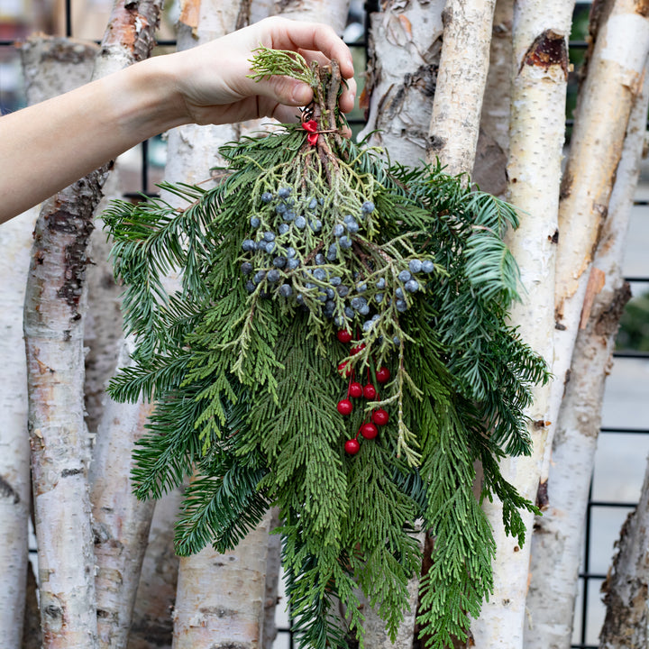 Classic Swag with Berries, Fresh Cut Greenery Arrangement