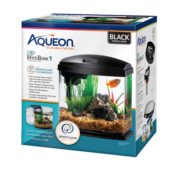 LED MiniBow™ Kits with SmartClean™ Technology - 1 Gallon Fish Tank, Black