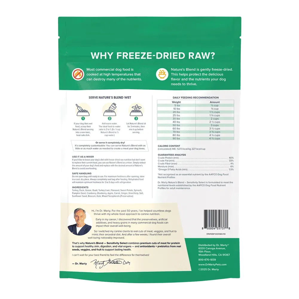Dr. Marty, Nature's Blend Sensitivity Select Freeze Dried Raw Dog Food, 48 oz.