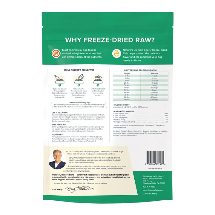 Dr. Marty, Nature's Blend Sensitivity Select Freeze Dried Raw Dog Food, 48 oz.