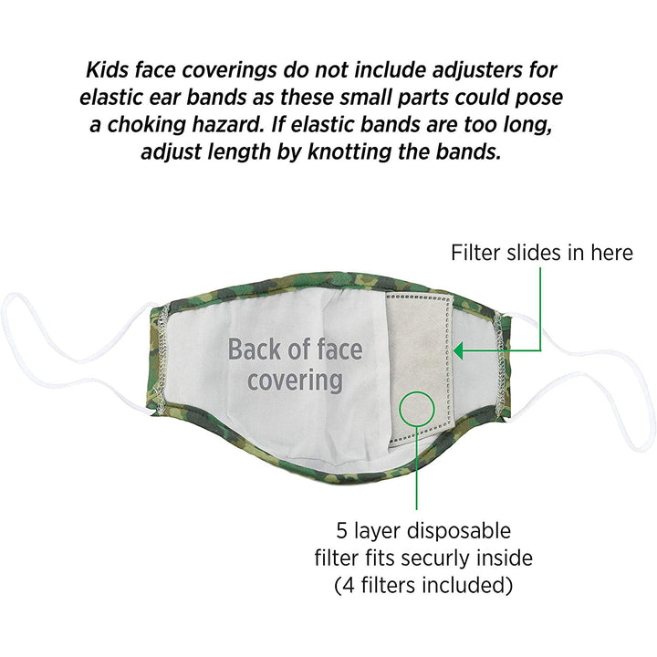 Snoozies!® Reusable Face Covering Mask w/ 4 Disposable Filters, Kids M/L Size, Cats Print