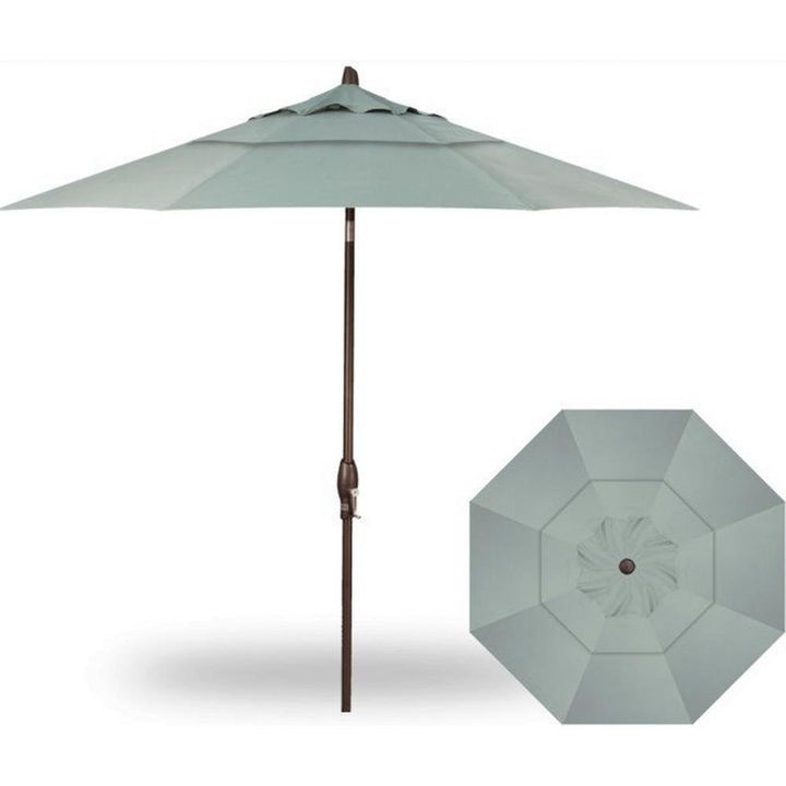 Treasure Gardens, 9 Foot Double Vent Crank Lift Round Market Umbrella, Spa on Bronze