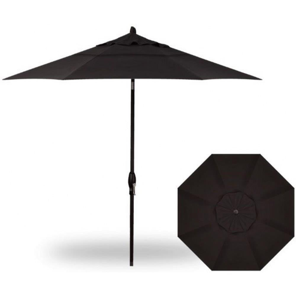 Treasure Garden, 9 Foot Double Vent Crank Lift Round Market Umbrella, Black on Black