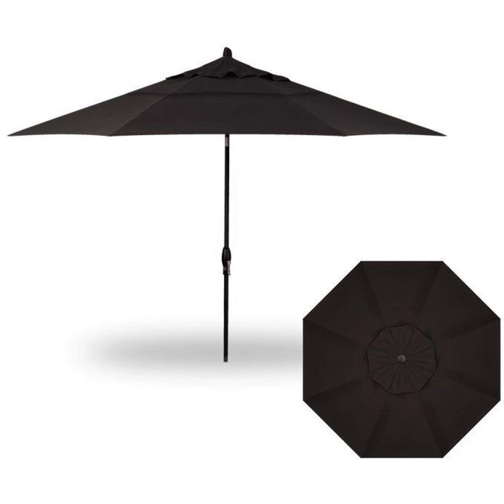 Treasure Garden, 11 Foot Double Vent Crank Lift Round Market Umbrella, Black on Black